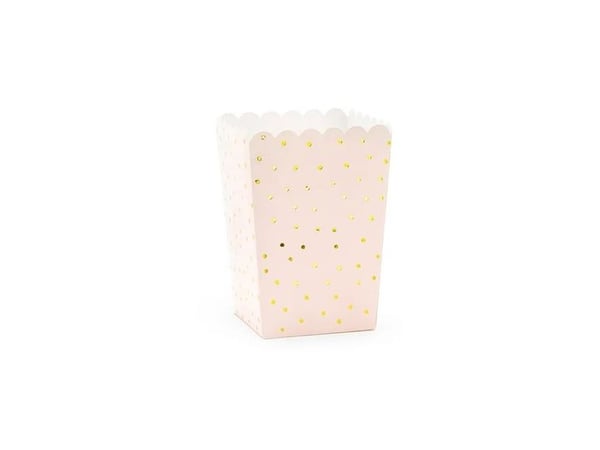 Popcornbokser prikker rosa 6 stk