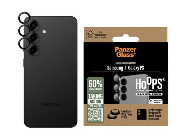PanzerGlass Hoops - Black Metal Edition - linsebeskytter for mobiltelefon - svart - for Samsung Galaxy S25 Edge
