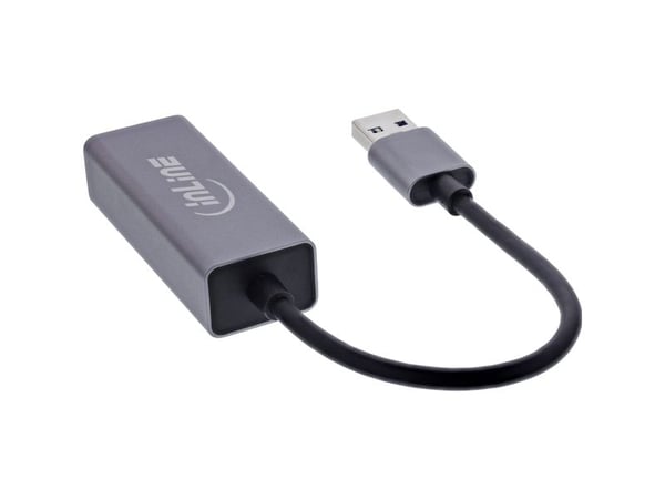 InLine 33380P, USB A-tyyppi, RJ-45, Mies, Harmaa, 0,15 m, Data, Teho