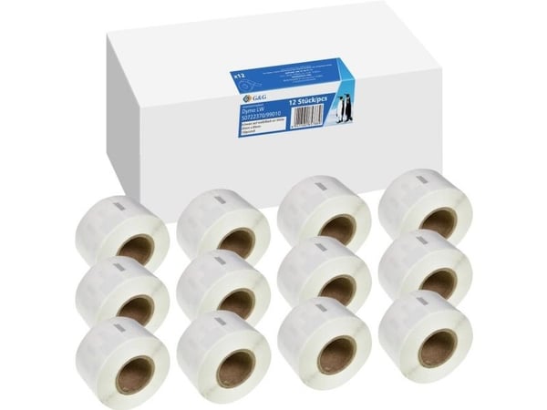 G&G etiketter 28 mm x 89 mm kompatibel med Dymo 99010 / s0722370 12 stk.