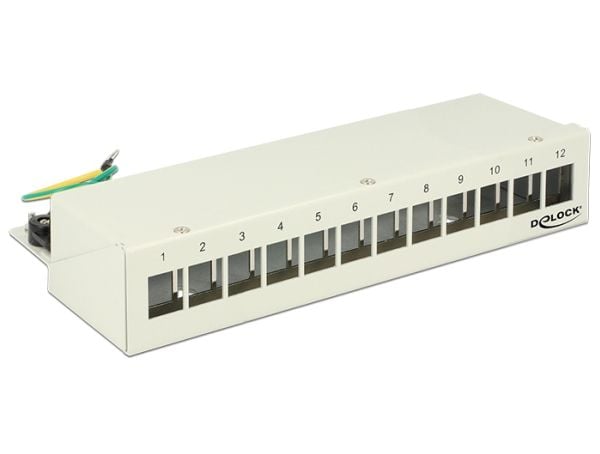 Delock Keystone Desktop Patch Panel - Koblingspanel - lysegrå, RAL 7035 - 12 porter