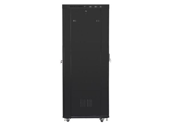 Lanberg FF01 series V2 - Rack skap - 600 x 1000, flat pack, with glass door, LCD - med 6 kjølevifter, termostat - fritt stående, står på gulv - sva...