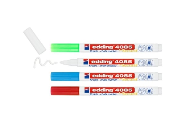 Edding 4085 Basic Set, Sininen, Vihreä, Punainen, Valkoinen, Bullet, 4 kpl