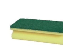 Skuresvamp 14x7x4,2cm - Grøn/gul, nylon/polyester/polyether, grov skureeffekt -10stk