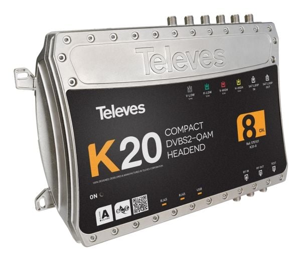 Televes K20, 950 - 2150 MHz, 49 - 84 dBµV, 75 O, 95 dBµV, 46 - 862 MHz, 8,28 MHz