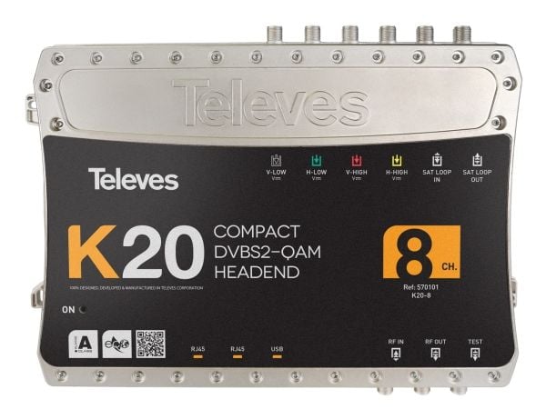 Televes K20, 950 - 2150 MHz, 49 - 84 dBµV, 75 O, 95 dBµV, 46 - 862 MHz, 8,28 MHz