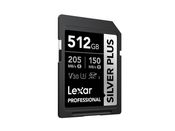 Lexar Professional SILVER PLUS, 512 GB, SDXC, UHS-I, 205 MB/s, 150 MB/s, Class 3 (U3)