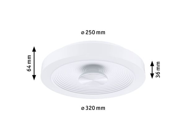 Paulmann PLM 71177, 1 ampuller, LED, 3000 K, 2120 lm, IP44, Sølv, Hvit