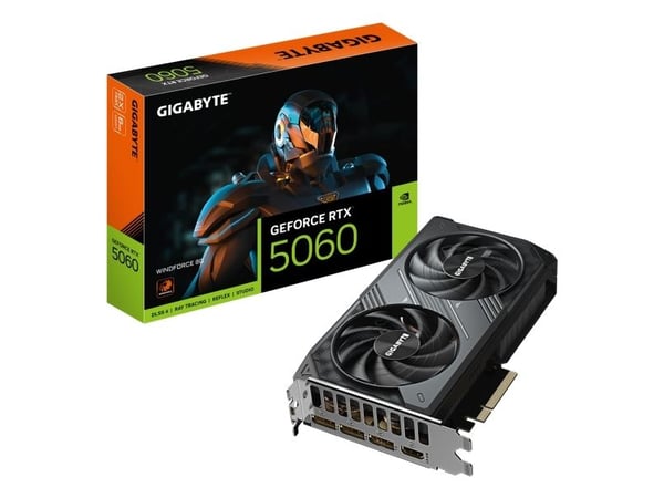 GIGABYTE GeForce RTX 5060 WINDFORCE 8G, GeForce RTX 5060, 8 GB, GDDR7, 128 bit, 7680 x 4320 piksler, PCI Express 5.0
