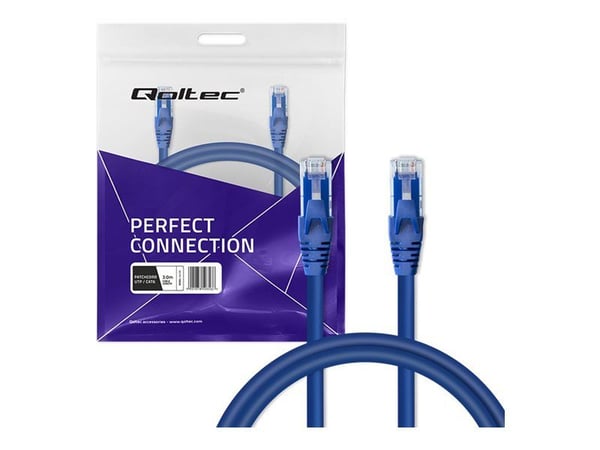 Qoltec - Patch-kabel - RJ-45 (hane) till RJ-45 (hane) - 3 m - UTP - CAT 6 - formpressad, hakfri - blå