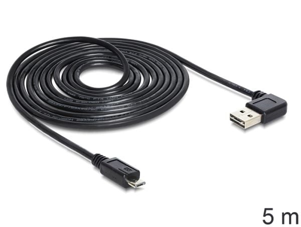 Delock EASY-USB - USB-kabel - Micro-USB type B (hann) til USB (hann) - USB 2.0 - 5 m - svart