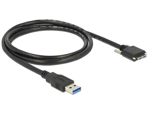 DeLOCK - USB-kaapeli - Micro-USB Type B (han) til USB Type A (han) - USB 3.0 - 1 m - tommelskruer - sort