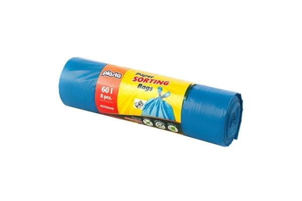 Søppelsekker plast blå 60L, 8 stk
