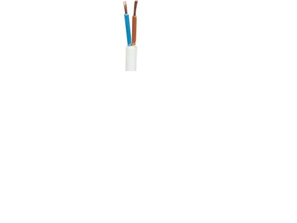 Tilledning rund, pvc2x1 mm² PKA hvit 300/500Vring, kabeldiameter 7,5 mm - (50 meter)