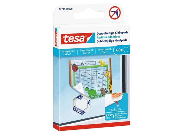 tesa tesa ® dubbelsidiga självhäftande kuddar Transparent Innehåll: 60 st