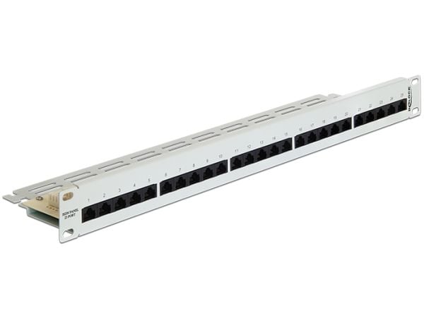 Delock - Koblingspanel - CAT 3 - RJ-45 X 25 - lysegrå, RAL 7035 - 1U - 19"