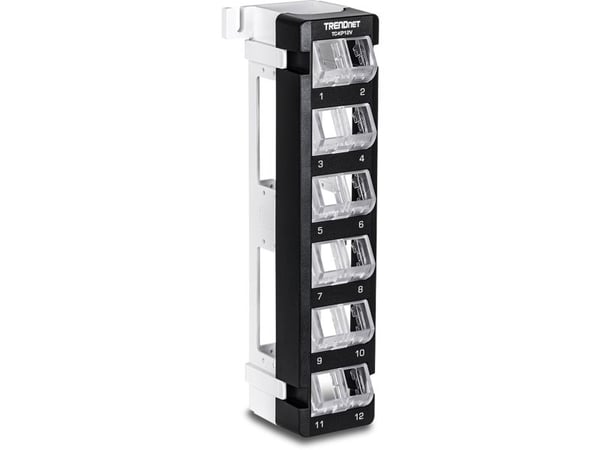 TRENDnet TC-KP12V - Pluggbord (blankt) (horisontal / vertikal) - angled, keystone - veggmonterbar - svart - 12 porter - TAA-samsvar