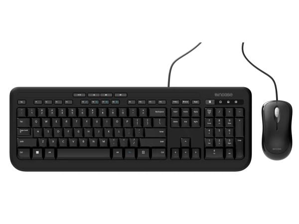 Incase Designed by Microsoft Wired Desktop 600, Fullstor (100 %), Kabel, USB, QWERTY, Svart, Mus inkluderad