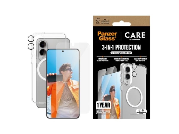 CARE by PanzerGlass Urban Combat - Baksidedeksel for mobiltelefon - plastikk - gjennomsiktig - med PanzerGlass Screen Protector and PanzerGlass Cle...