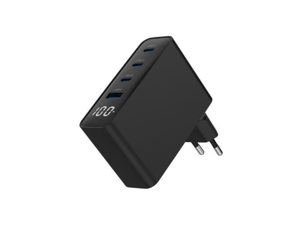 Gembird - Strømadapter - 100 watt - 5 A - Fast Charge, PD, QC 3.0 - 4 utgangskontakter (3 x USB-C, USB-type A) - svart