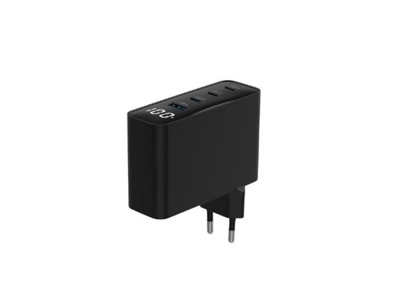 Gembird - Strømadapter - 100 watt - 5 A - Fast Charge, PD, QC 3.0 - 4 utgangskontakter (3 x USB-C, USB-type A) - svart