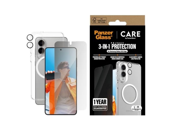 CARE by PanzerGlass Urban Combat - Baksidedeksel for mobiltelefon - plastikk - gjennomsiktig - med PanzerGlass Privacy Screen Protector and PanzerG...