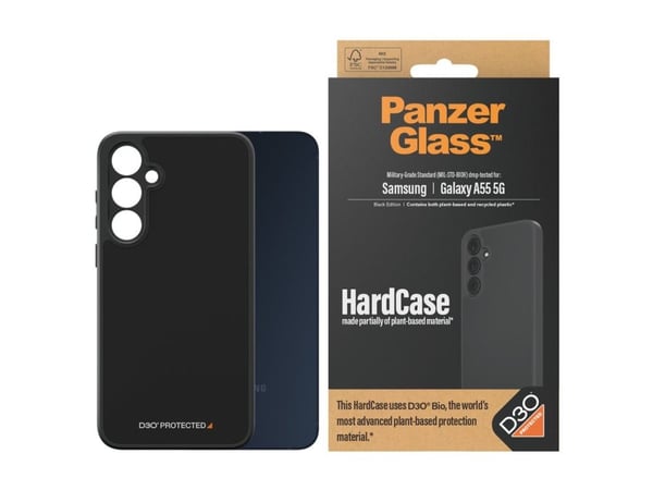 PanzerGlass HardCase - Black Edition - bagsidecover til mobiltelefon - D3O Bio - sort - for Samsung Galaxy A55