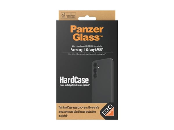 PanzerGlass HardCase - Black Edition - bagsidecover til mobiltelefon - D3O Bio - sort - for Samsung Galaxy A55