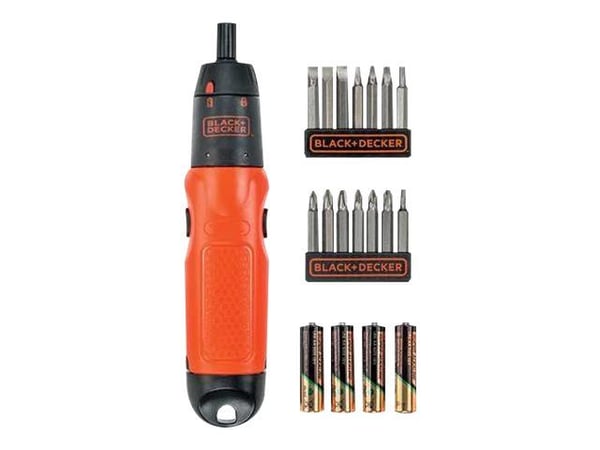 BLACK+DECKER A7073-XJ - Skrutrekker - trådløs - sekskantsokkel - 4 batterier - 1.5 V