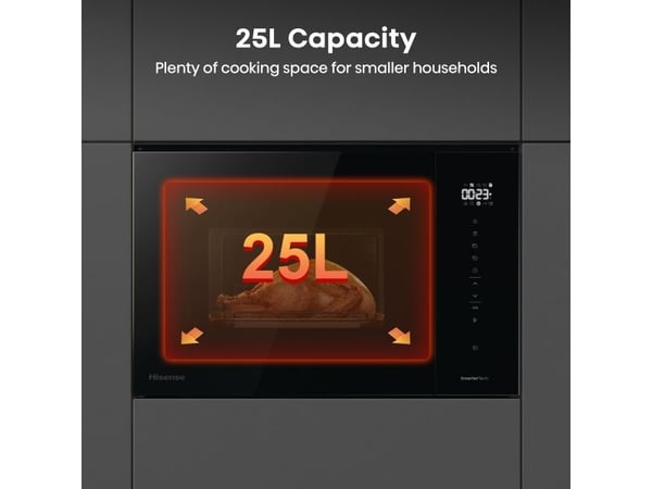 Hisense BIM325GI63DBG, Inbyggd, Grillmikrovågsugn, 25 l, 900 W, Inbyggd display, LED