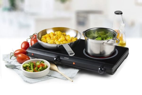 Domo DO339KP, Black, Countertop, Ceramic, Ceramic, 2 zone(s), 2 zone(s)