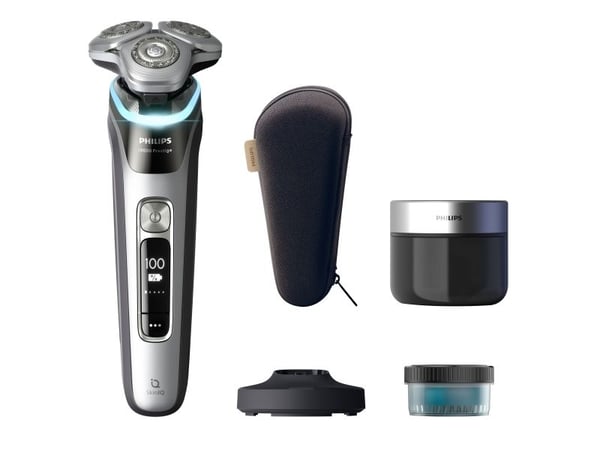 Philips i9000 Prestige XP9204/30 Rakapparat för våt- och torrakning med SkinIQ, Roterande rakhuvud, Silver, SkinIQ, Rostfritt stål, Android, iOS, B...
