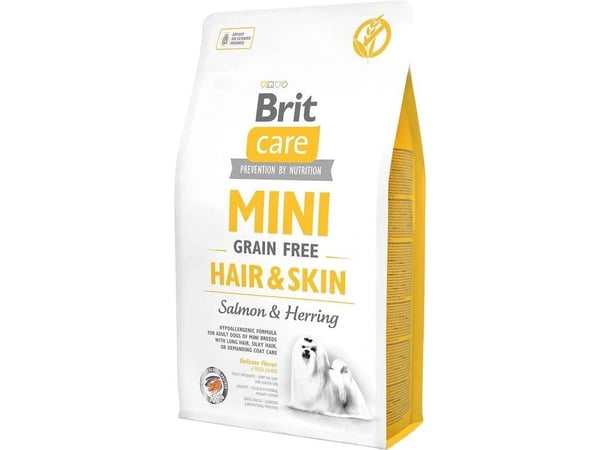 Brit Care Mini Grain Free Hair & Skin Salmon & Herring, Vuxen, X-Small (<4kg), Strömming, Lax, 2 kg