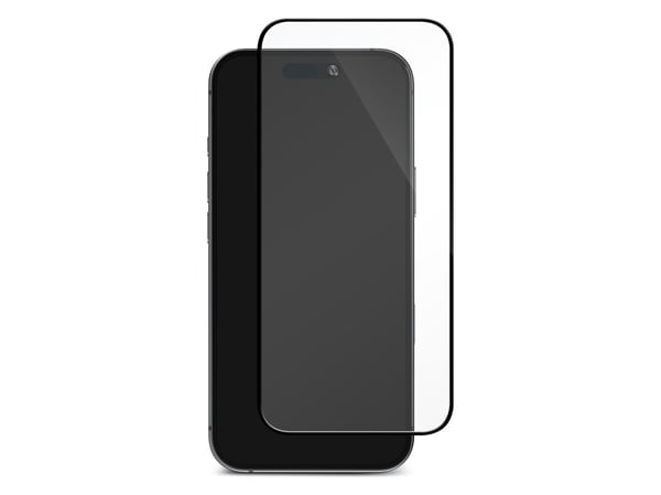 DELTACO - Skjermbeskyttelse for mobiltelefon - hel dekning - 2.5D - glass - rammefarge svart - for Apple iPhone 15 Plus, 16 Plus
