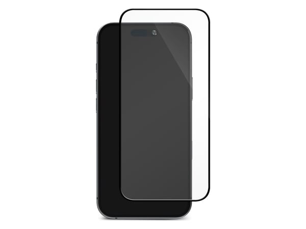 DELTACO - Skjermbeskyttelse for mobiltelefon - hel dekning - 2.5D - glass - rammefarge svart - for Apple iPhone 15, 16