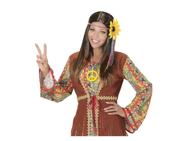Hippie peruukki kukkien kanssa