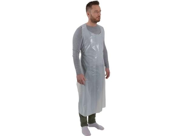 Engangsforklæde, ABENA, 130x80cm, 30 micron, hvid, LDPE, stor dispenser, usteril - (5 stk.)