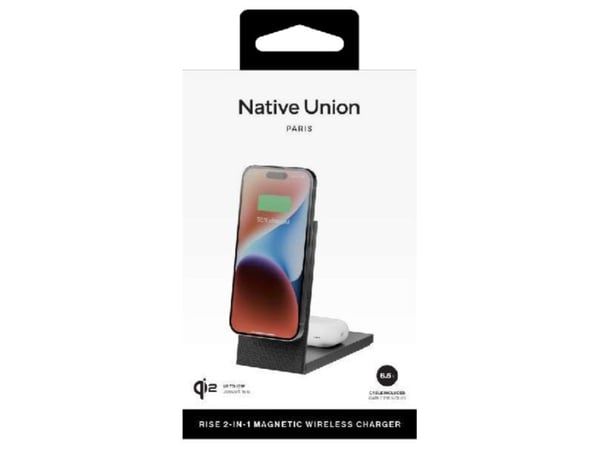 Native Union Rise 2-In-1 Qi2, Innendørs, Trådløs lading, Sort