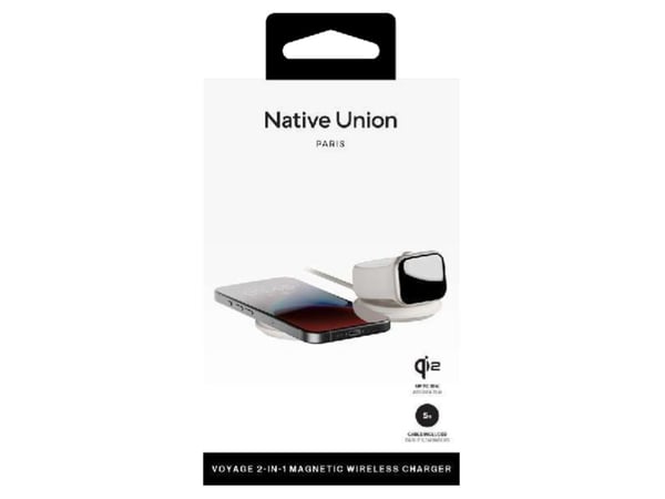 Native Union Voyage 2-In-1, Innendørs, USB, Trådløs lading, Lysegrå