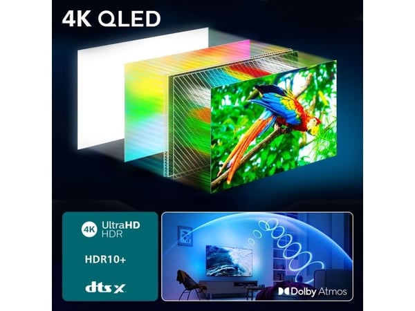 Philips 43PUS8500 - 43" Diagonalklasse LED-bakgrunnsbelyst LCD TV - QLED - Smart TV - TITAN OS - 4K UHD (2160p) 3840 x 2160 - HDR - matt svart