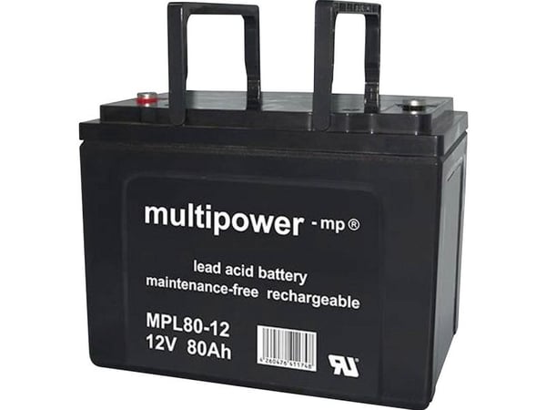 multipower MPL80-12I blybatteri 12 V 80 Ah blyfleece (B x H x D) 260 x 207 x 170 mm M6 skrutilkobling vedlikeholdsfritt lav selvutlading