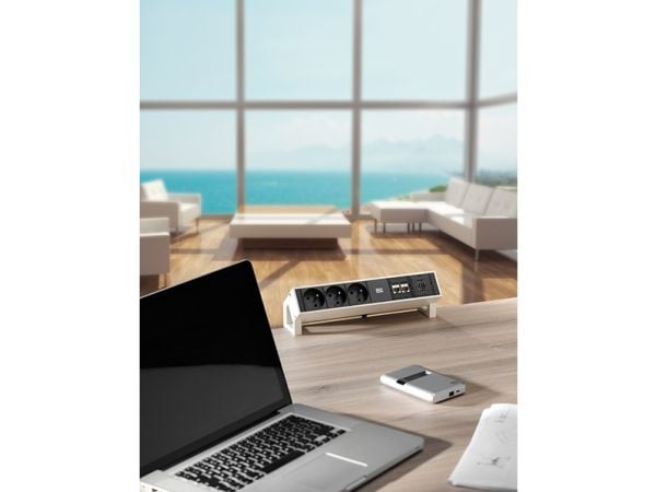 Bachmann DESK2 2xCEE7/7 1xHDMI 1x CAT6 USBLaturi 2xTyp A 5.2V/2.15A (902.2281)