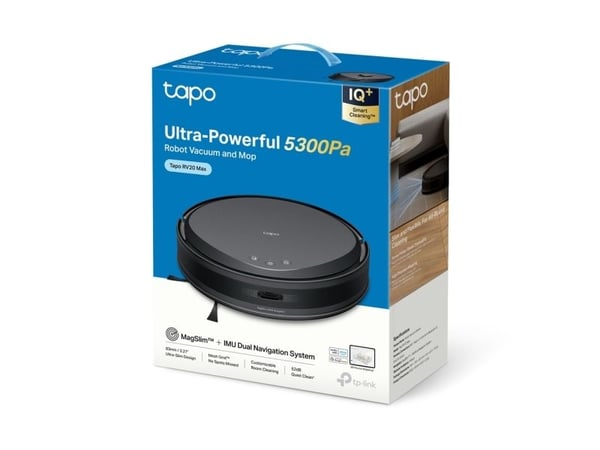 TP-Link Tapo RV20 Max, Uten pose, Svart, Rund, Lade, 55 dB, 0,3 l