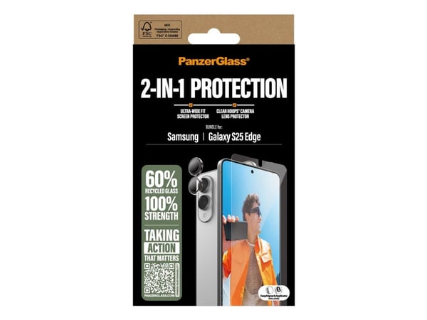 PanzerGlass PG34438, Samsung, S25 Edge, Ripebestandig, Transparent, 1 stk
