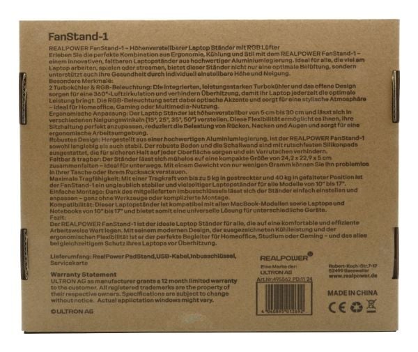 RealPower 495562, PC-stativ, Rustfritt stål, Aluminium, 25,4 cm (10"), 43,2 cm (17"), 2 stykker