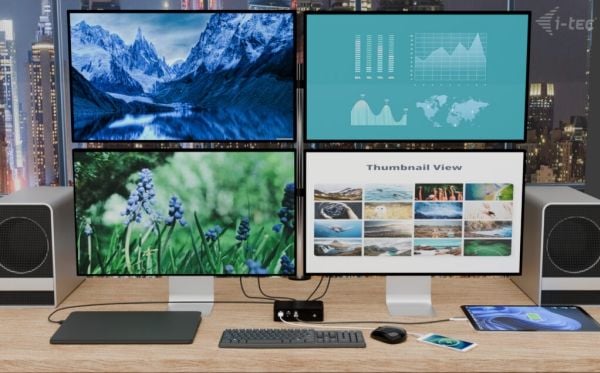 i-Tec - Dokkingstasjon - USB-C / USB4 / Thunderbolt 3 / Thunderbolt 4 / Thunderbolt 5 - 2 x HDMI, 2 x Thunderbolt 5 - 1GbE, 2.5GbE - 160 watt - Europa