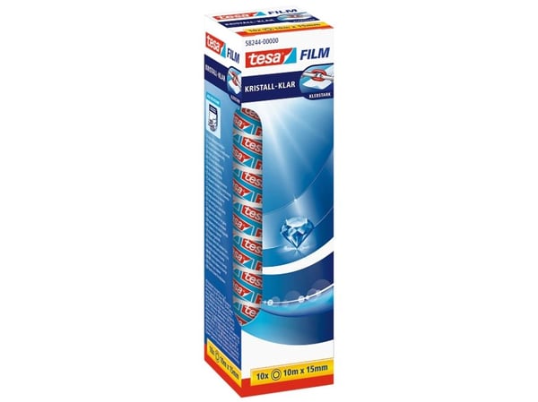 Tesafilm - Kontortape - 15 mm x 10 m - polypropylenfolie - krystallklar (en pakke 10)