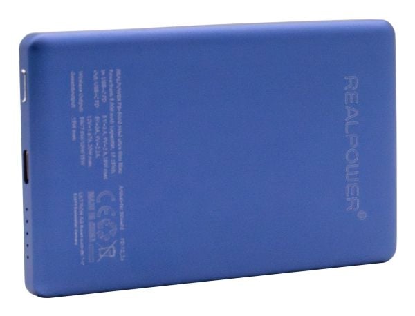 RealPower PB-5000 MAG, 5000 mAh, Trådløs lading, 20 W, Blå