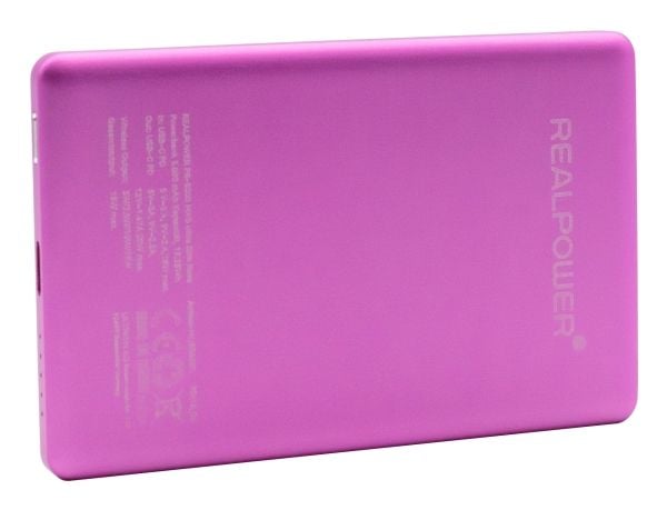 RealPower PB-5000 MAG, 5000 mAh, Trådløs lading, 20 W, Rosa