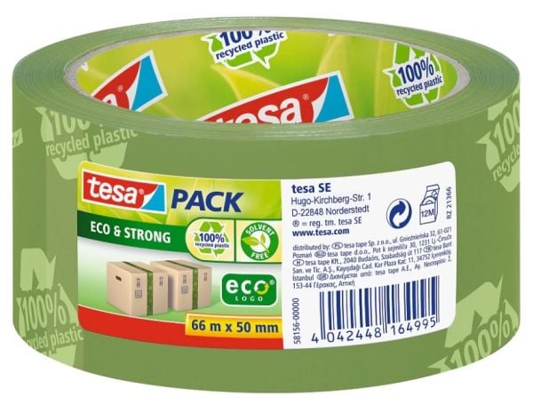 Tesapack Eco & Strong - Pakketape - 50 mm x 66 m - polypropylen - grønn